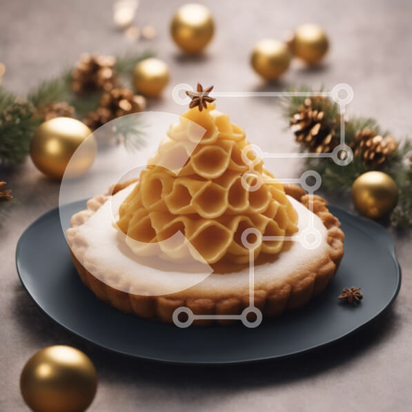 Σετ των 2 Intra Συλλεκτικό Ξύλινο Παζλ Plywood  4mm - Εορταστικό χριστουγεννιάτικο δέντρο ζαχαροπλαστικής με λευκό παγωμένο και χρυσό ψεκασμό Σε Ξύλινο Κουτί - Διαστάσεις: 10x10 cm – 25 κομμάτια