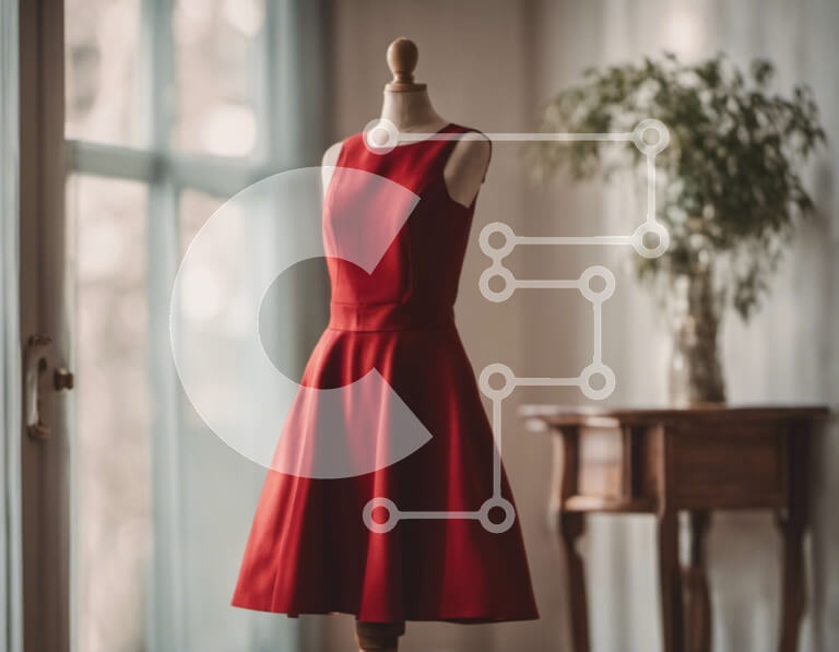 Intra Συλλεκτικό Ξύλινο Παζλ Plywood  4mm - Μανεκέν με κόκκινο φόρεμα που στέκεται μπροστά από το ανοιχτό παράθυρο Σε Ξύλινο Κουτί - Διαστάσεις Puzzle: 10x10 cm – 25 κομμάτια