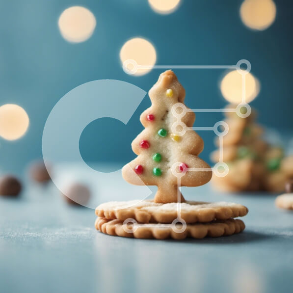 Σετ των 2 Intra Συλλεκτικό Ξύλινο Παζλ Plywood  4mm - Εορταστικό μπισκότο σε σχήμα δέντρου με πασπάλισμα και κομματάκια σοκολάτας Σε Ξύλινο Κουτί - Διαστάσεις: 10x10 cm – 25 κομμάτια