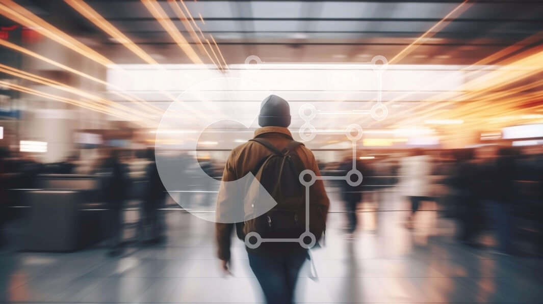 Intra Συλλεκτικό Ξύλινο Παζλ Plywood  4mm - Πρόσωπο που περπατά μέσα από το αεροδρόμιο Σε Ξύλινο Κουτί - Διαστάσεις Puzzle: 10x10 cm – 25 κομμάτια