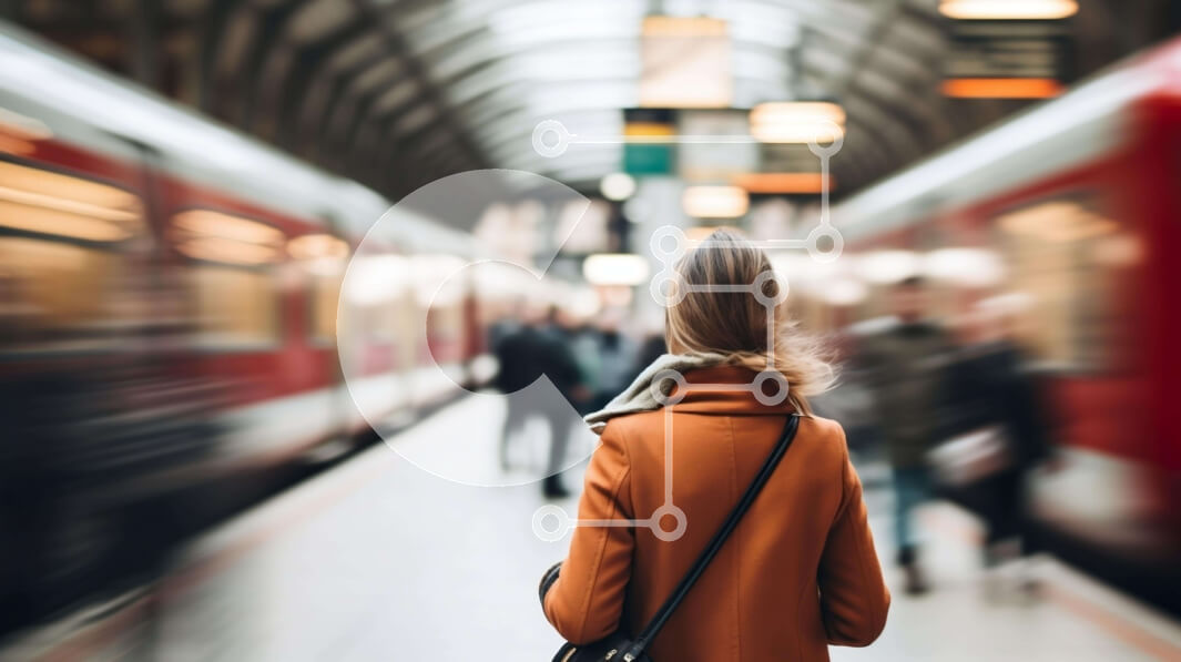 Intra Συλλεκτικό Ξύλινο Παζλ Plywood  4mm - Γυναίκα που περιμένει το τρένο στο σταθμό του μετρό Σε Ξύλινο Κουτί - Διαστάσεις Puzzle: 10x10 cm – 25 κομμάτια