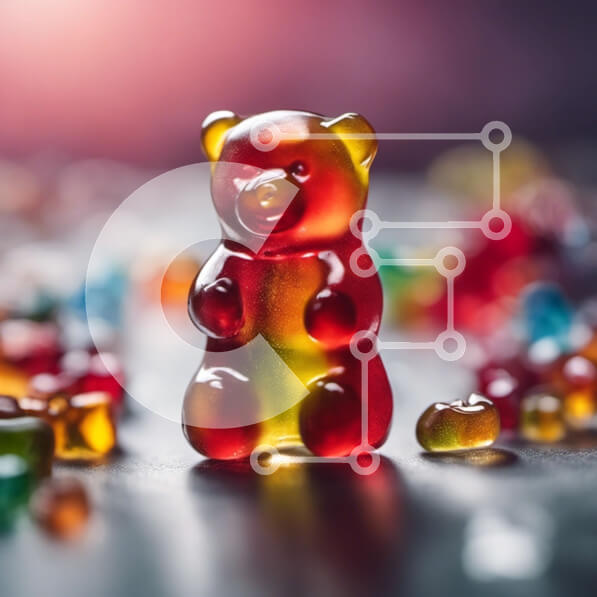 Intra Συλλεκτικό Ξύλινο Παζλ Plywood  4mm - Πολύχρωμα Gummy Bears σε επιφάνεια τραπεζιού Σε Ξύλινο Κουτί - Διαστάσεις: 10x10 cm – 25 κομμάτια