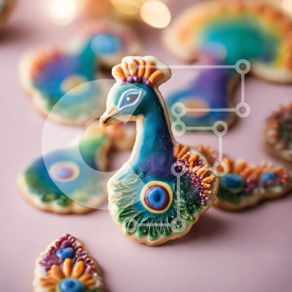 Σετ των 2 Intra Συλλεκτικό Ξύλινο Παζλ Plywood  4mm - Πολύχρωμα μπισκότα σε σχήμα παγωνιού για πάρτι και γιορτές Σε Ξύλινο Κουτί - Διαστάσεις: 10x10 cm – 25 κομμάτια