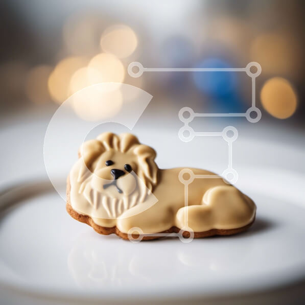 Σετ των 2 Intra Συλλεκτικό Ξύλινο Παζλ Plywood  4mm - Μπισκότο σε σχήμα λιονταριού σε λευκό πιάτο Σε Ξύλινο Κουτί - Διαστάσεις: 10x10 cm – 25 κομμάτια