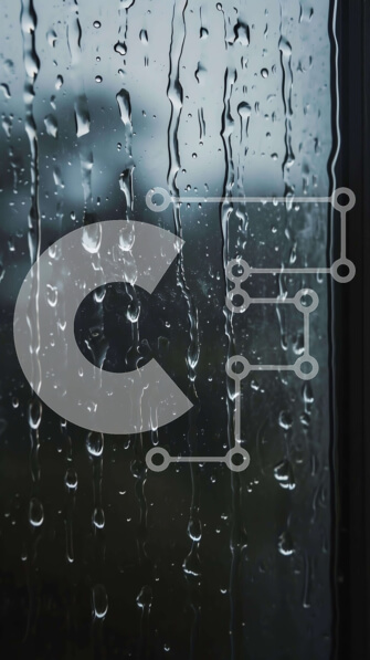 Intra Συλλεκτικό Ξύλινο Παζλ Plywood  4mm - Σταγόνες βροχής σε ένα παράθυρο με συννεφιασμένο φόντο Σε Ξύλινο Κουτί - Διαστάσεις Puzzle: 10x10 cm – 25 κομμάτια