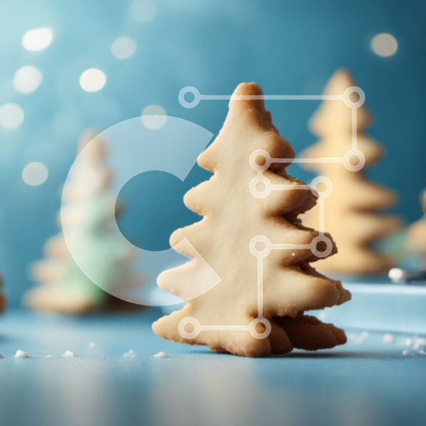 Intra Συλλεκτικό Ξύλινο Παζλ Plywood  4mm - Μπισκότα σε σχήμα χριστουγεννιάτικου δέντρου σε μπλε δίσκο Σε Ξύλινο Κουτί - Διαστάσεις: 10x10 cm – 25 κομμάτια