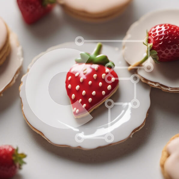 Σετ των 2 Intra Συλλεκτικό Ξύλινο Παζλ Plywood  4mm - Νόστιμα μπισκότα και φράουλες σε λευκά πιάτα Σε Ξύλινο Κουτί - Διαστάσεις: 10x10 cm – 25 κομμάτια