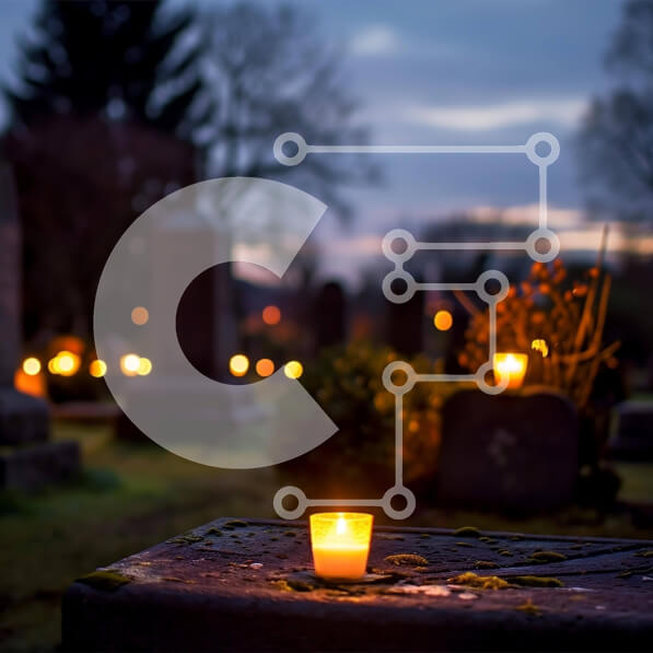 Intra Συλλεκτικό Ξύλινο Παζλ Plywood  4mm - Αναμμένο κερί στις ταφόπλακες στο νεκροταφείο Σε Ξύλινο Κουτί - Διαστάσεις Puzzle: 10x10 cm – 25 κομμάτια