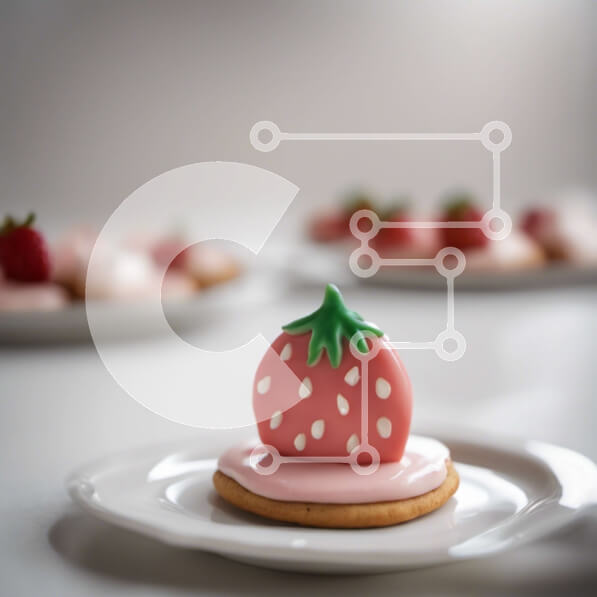 Σετ των 2 Intra Συλλεκτικό Ξύλινο Παζλ Plywood  4mm - Μπισκότο σε σχήμα φράουλας σε λευκά πιάτα Σε Ξύλινο Κουτί - Διαστάσεις: 10x10 cm – 25 κομμάτια