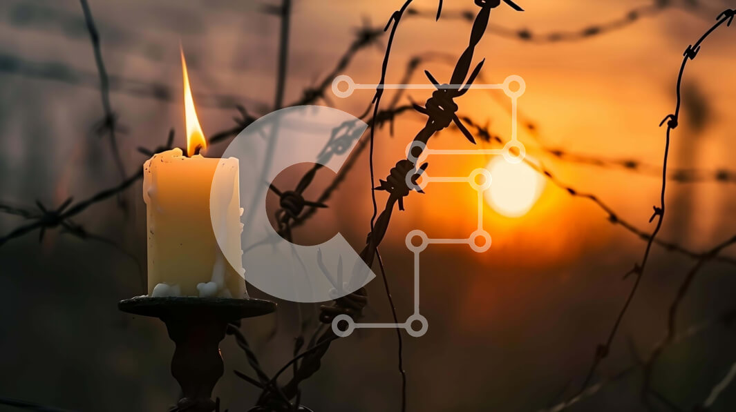 Intra Συλλεκτικό Ξύλινο Παζλ Plywood  4mm - Κερί σε συρματοπλέγματα με ηλιοβασίλεμα Σε Ξύλινο Κουτί - Διαστάσεις Puzzle: 10x10 cm – 25 κομμάτια