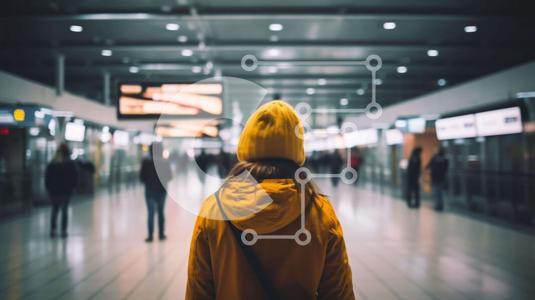 Intra Συλλεκτικό Ξύλινο Παζλ Plywood  4mm - Γυναίκα στο Orange Beanie στο αεροδρόμιο ή στο σιδηροδρομικό σταθμό Σε Ξύλινο Κουτί - Διαστάσεις Puzzle: 10x10 cm – 25 κομμάτια