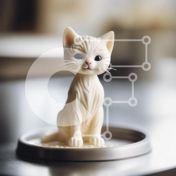 Intra Συλλεκτικό Ξύλινο Παζλ Plywood  4mm - Ειδώλιο λευκής γάτας σε διακοσμητικό δίσκο Σε Ξύλινο Κουτί - Διαστάσεις Puzzle: 10x10 cm – 25 κομμάτια