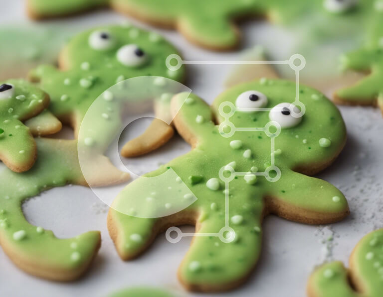 Σετ των 2 Intra Συλλεκτικό Ξύλινο Παζλ Plywood  4mm - Ομάδα πράσινων μπισκότων χταποδιού Σε Ξύλινο Κουτί - Διαστάσεις: 10x10 cm – 25 κομμάτια