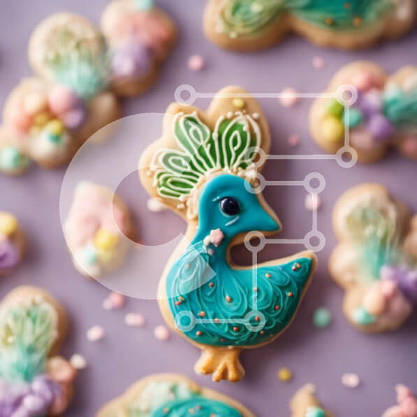 Σετ των 2 Intra Συλλεκτικό Ξύλινο Παζλ Plywood  4mm - Πολύχρωμο μπισκότο Peacock στο τραπέζι Σε Ξύλινο Κουτί - Διαστάσεις: 10x10 cm – 25 κομμάτια