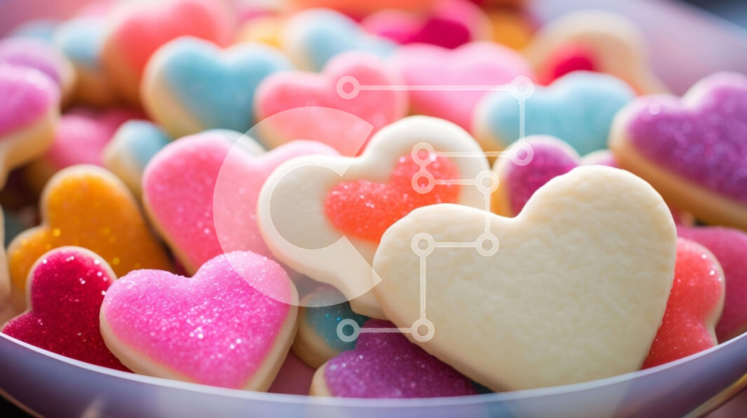 Σετ των 2 Intra Συλλεκτικό Ξύλινο Παζλ Plywood  4mm - Πολύχρωμα μπισκότα σε σχήμα καρδιάς σε ένα μπολ Σε Ξύλινο Κουτί - Διαστάσεις: 10x10 cm – 25 κομμάτια