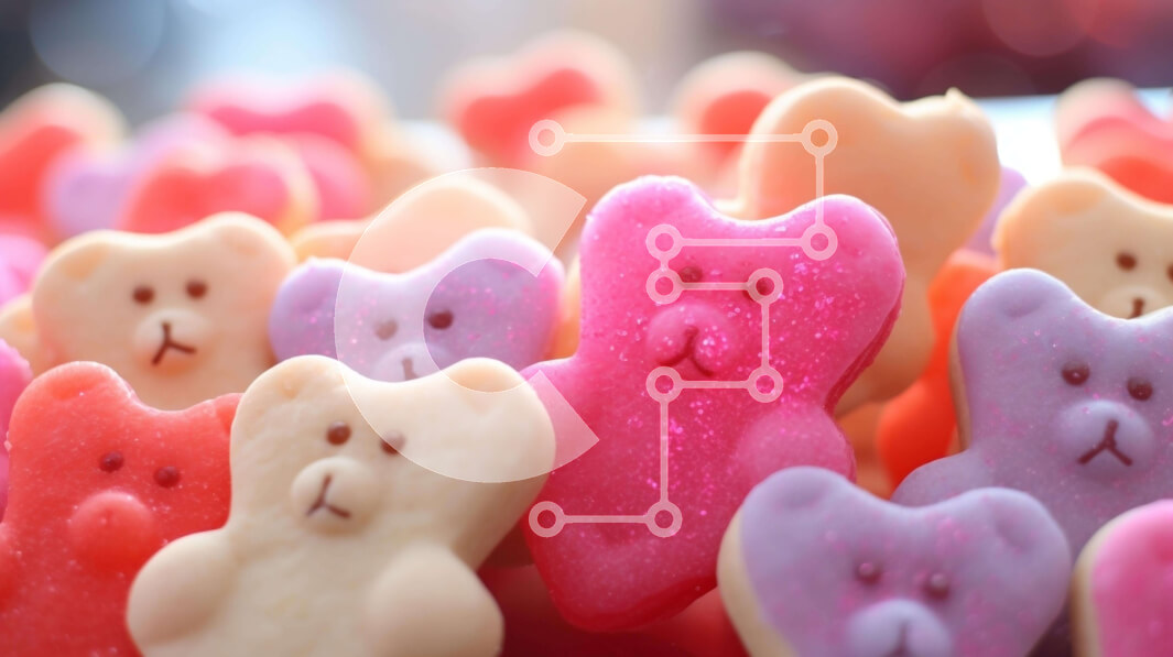 Σετ των 2 Intra Συλλεκτικό Ξύλινο Παζλ Plywood  4mm - Ομάδα καραμέλες σε σχήμα αρκουδάκι σε διάφορα χρώματα και σχήματα Σε Ξύλινο Κουτί - Διαστάσεις: 10x10 cm – 25 κομμάτια