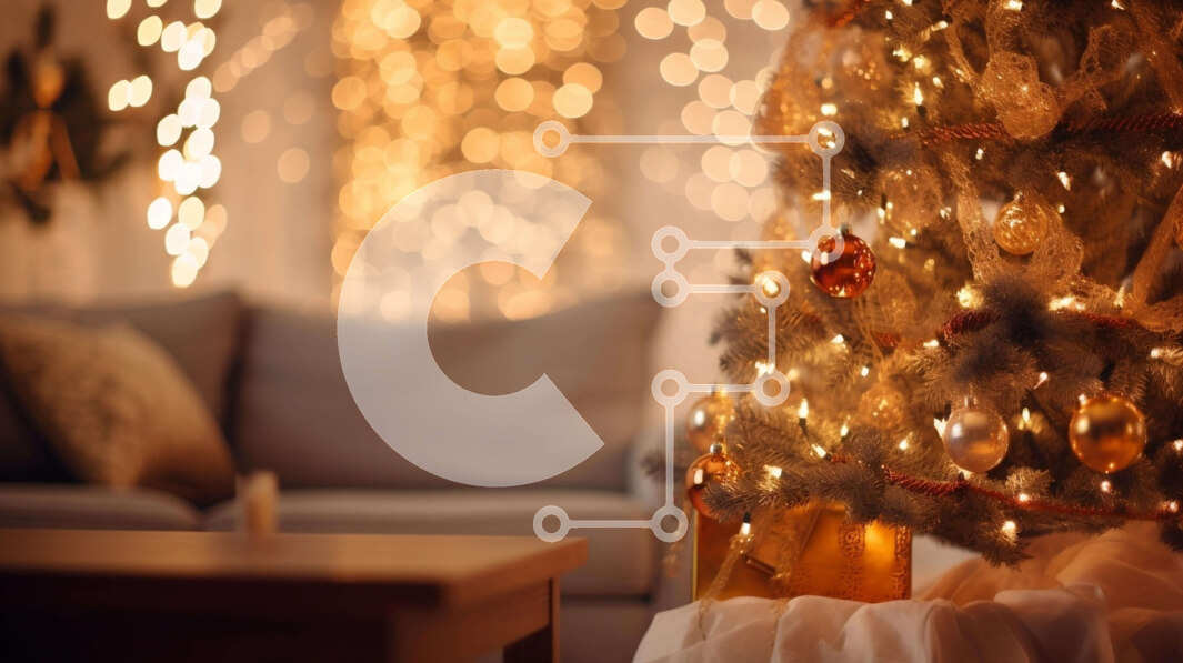 Intra Συλλεκτικό Ξύλινο Παζλ Plywood  4mm - Διακοσμημένο σαλόνι με χριστουγεννιάτικο δέντρο Σε Ξύλινο Κουτί - Διαστάσεις Puzzle: 10x10 cm – 25 κομμάτια