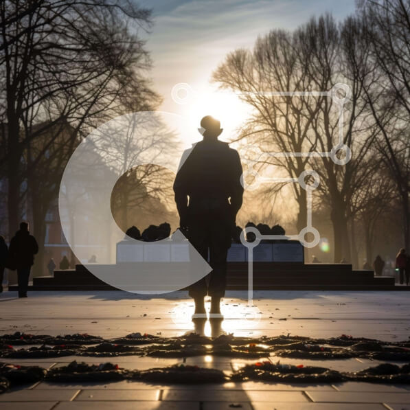 Intra Συλλεκτικό Ξύλινο Παζλ Plywood  4mm - Άτομο που παρακολουθεί το ηλιοβασίλεμα στην υπαίθρια πλατεία Σε Ξύλινο Κουτί - Διαστάσεις Puzzle: 10x10 cm – 25 κομμάτια