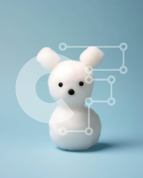 Σετ των 2 Intra Συλλεκτικό Ξύλινο Παζλ Plywood  4mm - Λευκό λαγουδάκι από βαμβακερές μπάλες σε μπλε φόντο Σε Ξύλινο Κουτί - Διαστάσεις: 10x10 cm – 25 κομμάτια