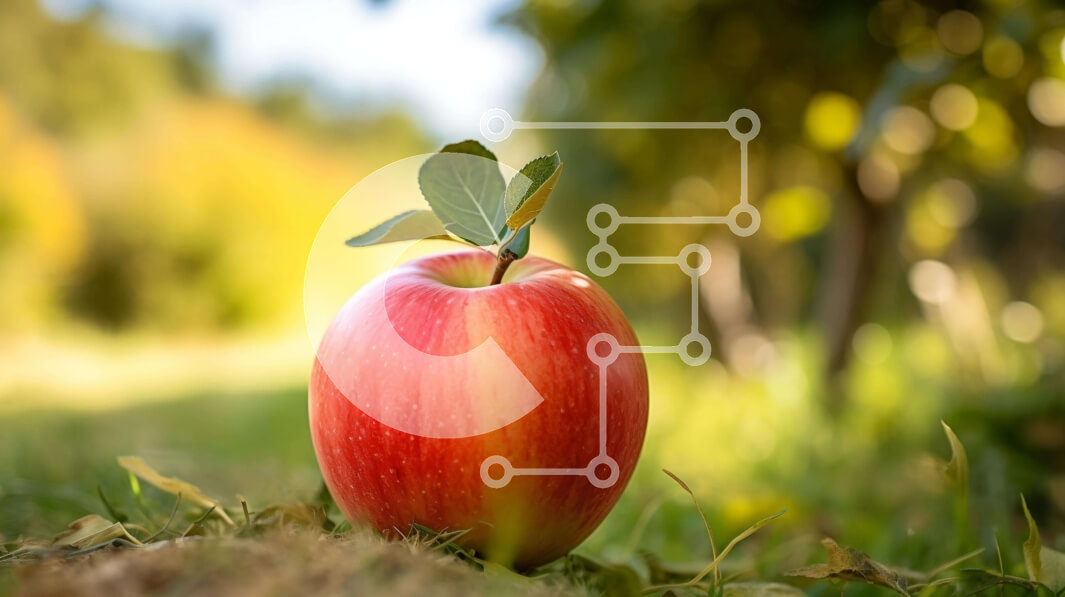 Intra Συλλεκτικό Ξύλινο Παζλ Plywood  4mm - Κόκκινο μήλο στο γρασίδι στο ανοιχτό πεδίο Σε Ξύλινο Κουτί - Διαστάσεις: 10x10 cm – 25 κομμάτια