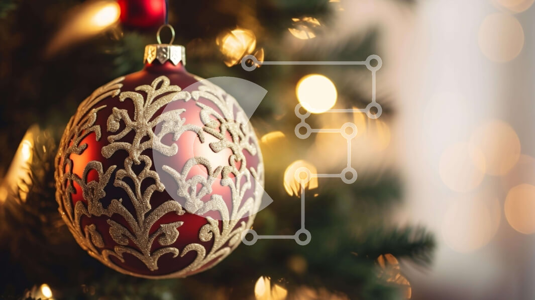 Intra Συλλεκτικό Ξύλινο Παζλ Plywood  4mm - Κόκκινο και χρυσό στολίδι που κρέμεται από το χριστουγεννιάτικο δέντρο Σε Ξύλινο Κουτί - Διαστάσεις: 10x10 cm – 25 κομμάτια