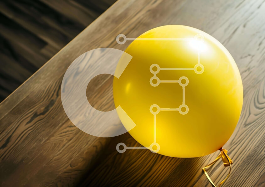 Intra Συλλεκτικό Ξύλινο Παζλ Plywood  4mm - Κίτρινο μπαλόνι σε ξύλινο τραπέζι Σε Ξύλινο Κουτί - Διαστάσεις: 10x10 cm – 25 κομμάτια