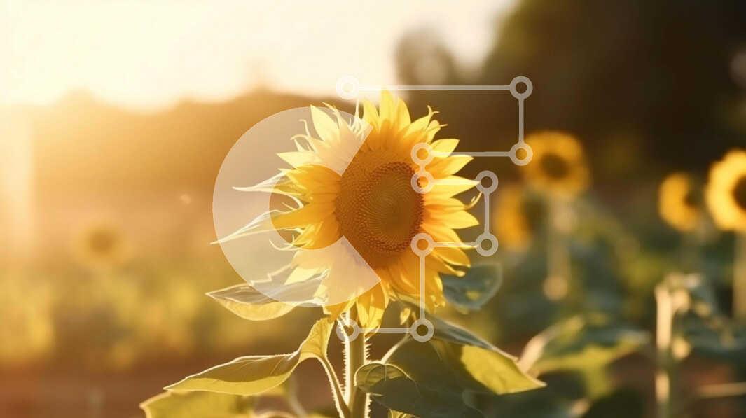 Intra Συλλεκτικό Ξύλινο Παζλ Plywood  4mm - Ηλίανθος σε ένα ανοιχτό χωράφι με τη δύση του ήλιου Σε Ξύλινο Κουτί - Διαστάσεις: 10x10 cm – 25 κομμάτια