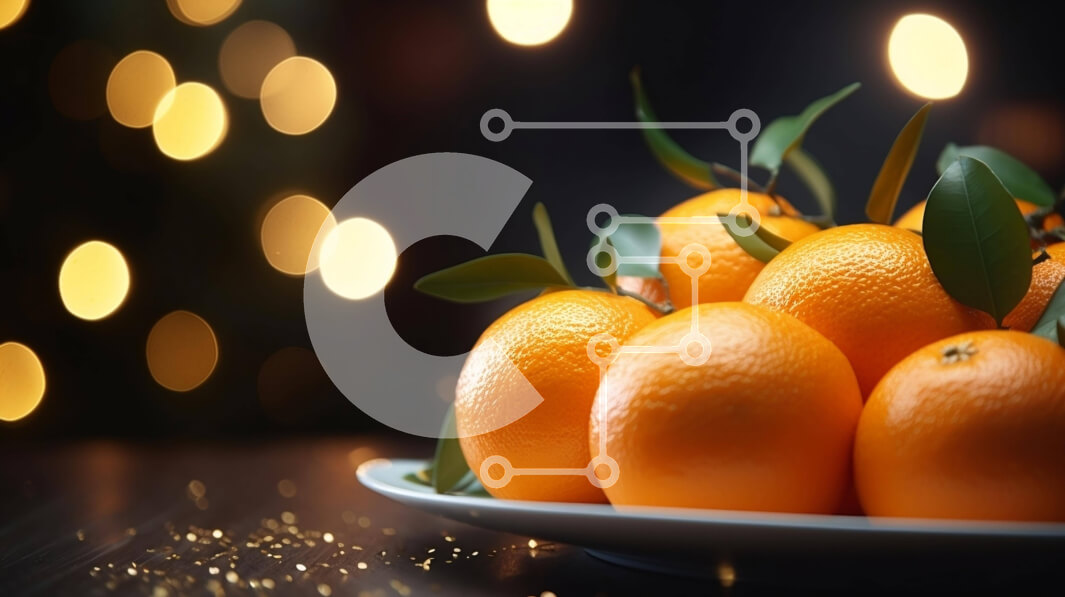 Σετ των 2 Intra Συλλεκτικό Ξύλινο Παζλ Plywood  4mm - Φρέσκα πορτοκάλια σε ένα άσπρο πιάτο Σε Ξύλινο Κουτί - Διαστάσεις: 10x10 cm – 25 κομμάτια