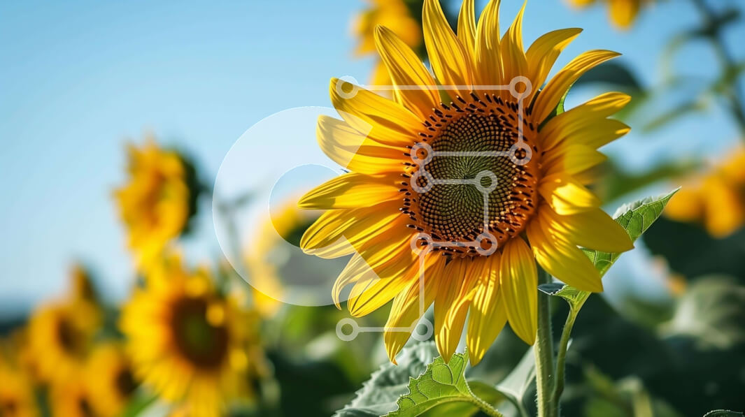 Intra Συλλεκτικό Ξύλινο Παζλ Plywood  4mm - Πεδίο με ηλιοτρόπια σε μια καθαρή μέρα Σε Ξύλινο Κουτί - Διαστάσεις: 10x10 cm – 25 κομμάτια