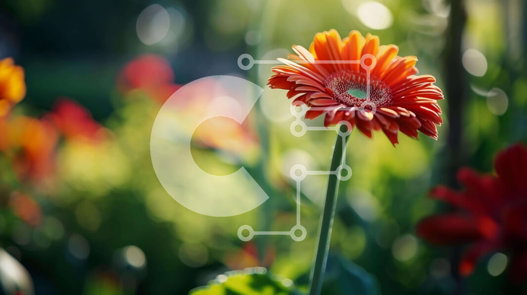 Intra Συλλεκτικό Ξύλινο Παζλ Plywood  4mm - Ανθισμένο πορτοκαλί λουλούδι σε πολύχρωμο χωράφι Σε Ξύλινο Κουτί - Διαστάσεις: 10x10 cm – 25 κομμάτια