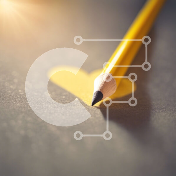 Intra Συλλεκτικό Ξύλινο Παζλ Plywood  4mm - Κίτρινο μολύβι σε σχήμα καρδιάς στην επιφάνεια Σε Ξύλινο Κουτί - Διαστάσεις: 10x10 cm – 25 κομμάτια