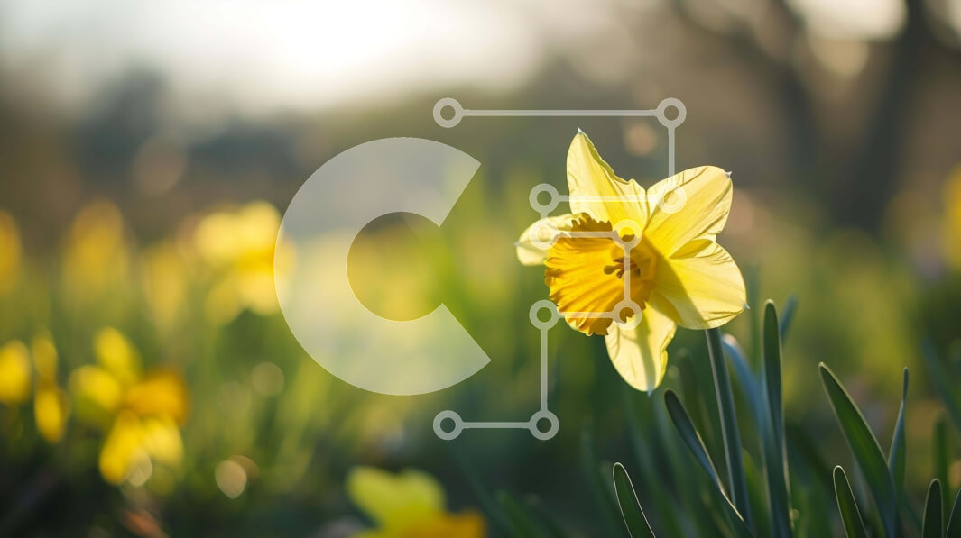 Intra Συλλεκτικό Ξύλινο Παζλ Plywood  4mm - Ενιαίο κίτρινο λουλούδι ασφόδελου στο πράσινο γρασίδι Σε Ξύλινο Κουτί - Διαστάσεις: 10x10 cm – 25 κομμάτια