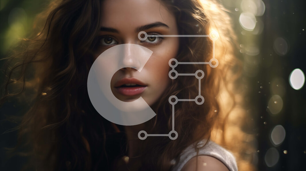 Intra Συλλεκτικό Ξύλινο Παζλ Plywood  4mm - Νεαρή γυναίκα με μακριά σγουρά μαλλιά στο δάσος Σε Ξύλινο Κουτί - Διαστάσεις Puzzle: 10x10 cm – 25 κομμάτια