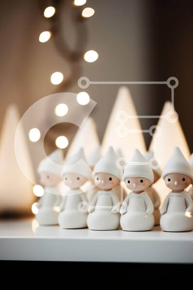 Intra Συλλεκτικό Ξύλινο Παζλ Plywood  4mm - Εορταστικά Χριστουγεννιάτικα ειδώλια στο τραπέζι με χριστουγεννιάτικα δέντρα και φώτα Σε Ξύλινο Κουτί - Διαστάσεις: 10x10 cm – 25 κομμάτια