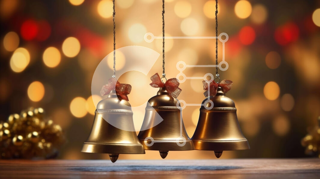 Intra Συλλεκτικό Ξύλινο Παζλ Plywood  4mm - Χρυσές καμπάνες σε ξύλινο τραπέζι με φωτισμένο φόντο Σε Ξύλινο Κουτί - Διαστάσεις: 10x10 cm – 25 κομμάτια