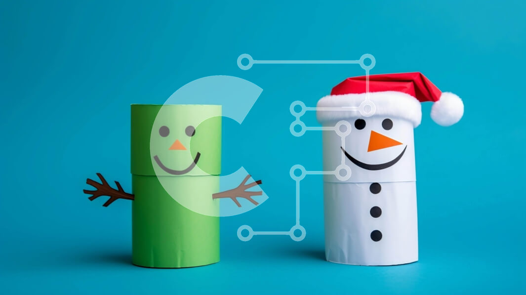 Intra Συλλεκτικό Ξύλινο Παζλ Plywood  4mm - Χιονάνθρωπος από χαρτί υγείας και ανάποδος πράσινος άνθρωπος Σε Ξύλινο Κουτί - Διαστάσεις Puzzle: 10x10 cm – 25 κομμάτια