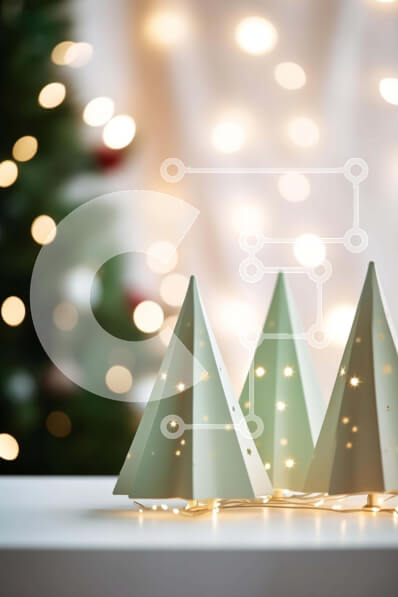 Intra Συλλεκτικό Ξύλινο Παζλ Plywood  4mm - Διακοσμημένα δέντρα σε λευκό τραπέζι Σε Ξύλινο Κουτί - Διαστάσεις: 10x10 cm – 25 κομμάτια