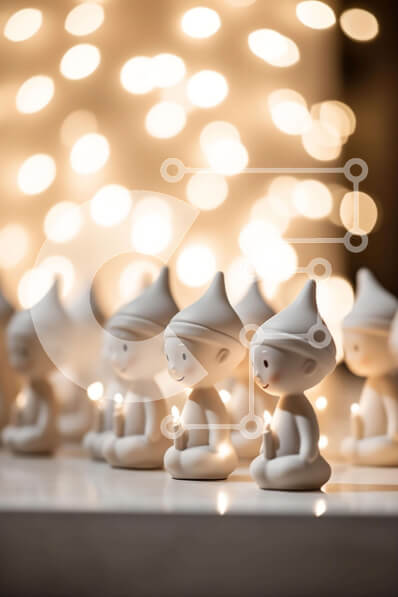 Intra Συλλεκτικό Ξύλινο Παζλ Plywood  4mm - Λευκά ειδώλια που γιορτάζουν την περίοδο των διακοπών Σε Ξύλινο Κουτί - Διαστάσεις: 10x10 cm – 25 κομμάτια