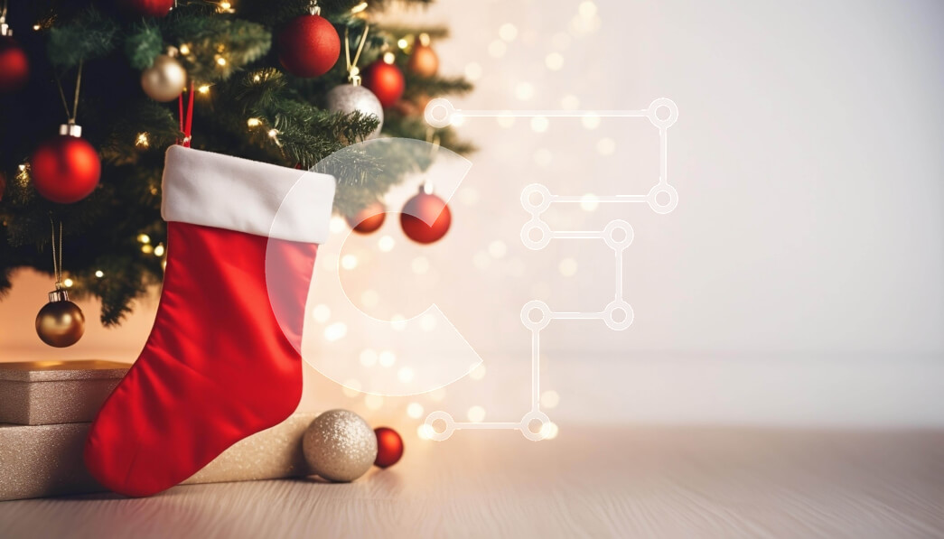 Intra Συλλεκτικό Ξύλινο Παζλ Plywood  4mm - Χριστουγεννιάτικο δέντρο στολισμένο με κόκκινη κάλτσα και στολίδια Σε Ξύλινο Κουτί - Διαστάσεις: 10x10 cm – 25 κομμάτια