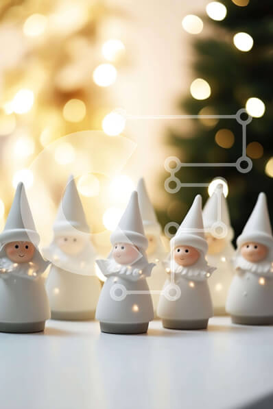 Intra Συλλεκτικό Ξύλινο Παζλ Plywood  4mm - Ομάδα λευκών ειδωλίων Gnome με φωτισμένο φόντο Σε Ξύλινο Κουτί - Διαστάσεις Puzzle: 10x10 cm – 25 κομμάτια