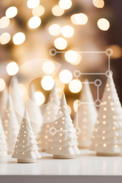 Intra Συλλεκτικό Ξύλινο Παζλ Plywood  4mm - Ομάδα λευκών ειδωλίων δέντρων σε φωτισμένο φόντο Σε Ξύλινο Κουτί - Διαστάσεις Puzzle: 10x10 cm – 25 κομμάτια