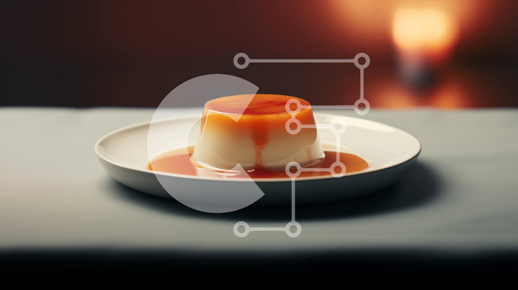 Σετ των 2 Intra Συλλεκτικό Ξύλινο Παζλ Plywood  4mm - Νόστιμο επιδόρπιο με σάλτσα καραμέλας σε λευκό πιάτο Σε Ξύλινο Κουτί - Διαστάσεις: 10x10 cm – 25 κομμάτια