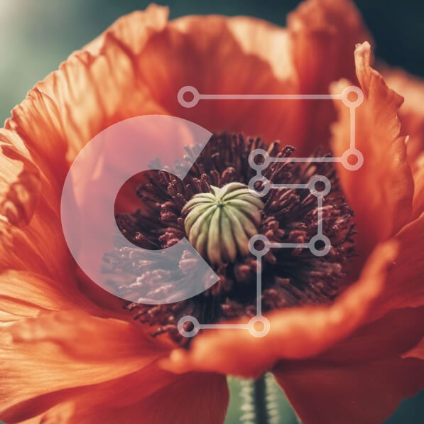 Intra Συλλεκτικό Ξύλινο Παζλ Plywood  4mm - Κοντινό πλάνο ενός ζωντανού κόκκινου λουλουδιού παπαρούνας Σε Ξύλινο Κουτί - Διαστάσεις: 10x10 cm – 25 κομμάτια