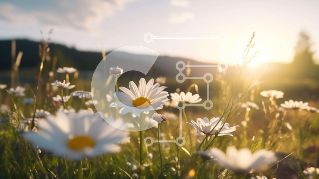 Intra Συλλεκτικό Ξύλινο Παζλ Plywood  4mm - Πεδίο με λευκές μαργαρίτες με έντονο ηλιακό φως Σε Ξύλινο Κουτί - Διαστάσεις: 10x10 cm – 25 κομμάτια