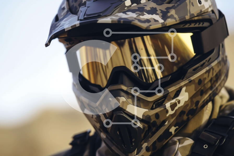 Intra Συλλεκτικό Ξύλινο Παζλ Plywood  4mm - Καμουφλαρισμένο άτομο που φορά γυαλιά αεροπόρου Σε Ξύλινο Κουτί - Διαστάσεις Puzzle: 10x10 cm – 25 κομμάτια