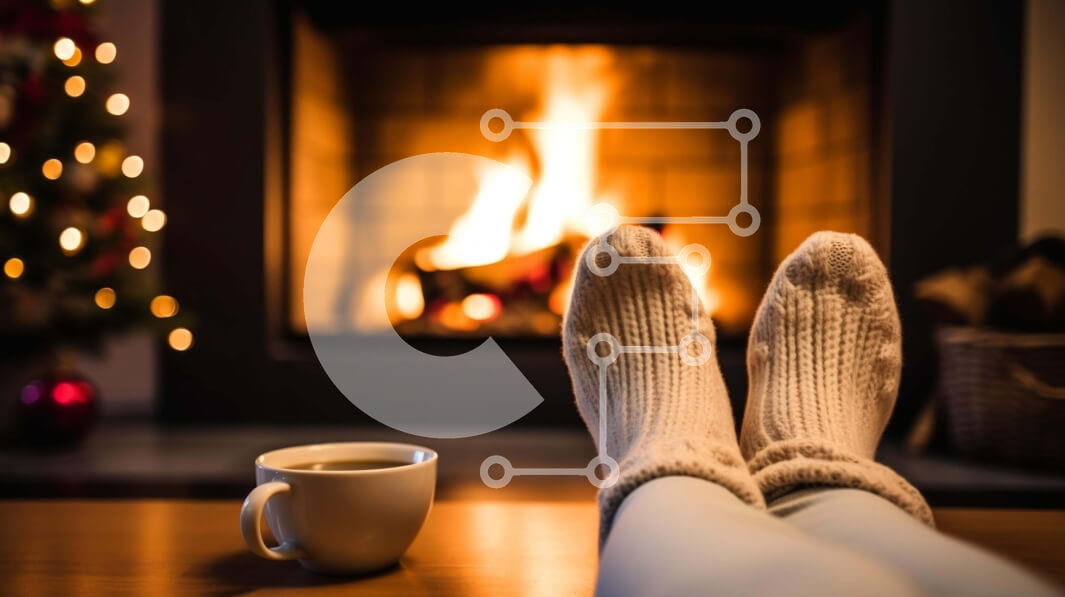 Intra Συλλεκτικό Ξύλινο Παζλ Plywood  4mm - Άνετη χειμερινή σκηνή με τζάκι και χριστουγεννιάτικο δέντρο Σε Ξύλινο Κουτί - Διαστάσεις Puzzle: 10x10 cm – 25 κομμάτια