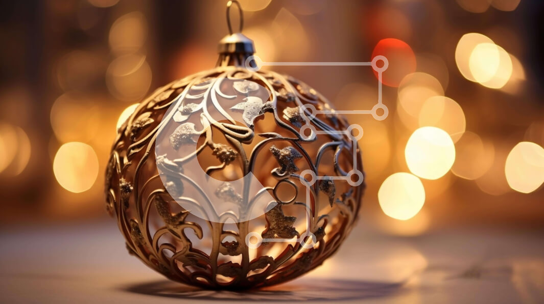 Intra Συλλεκτικό Ξύλινο Παζλ Plywood  4mm - Χρυσό στολίδι με περίπλοκο σχέδιο για την εορταστική περίοδο Σε Ξύλινο Κουτί - Διαστάσεις: 10x10 cm – 25 κομμάτια