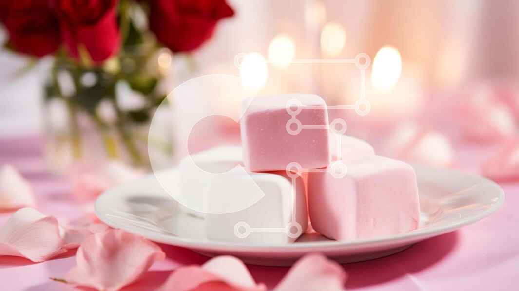 Σετ των 2 Intra Συλλεκτικό Ξύλινο Παζλ Plywood  4mm - Ρομαντικό τραπέζι του Αγίου Βαλεντίνου με marshmallows και κερί Σε Ξύλινο Κουτί - Διαστάσεις: 10x10 cm – 25 κομμάτια