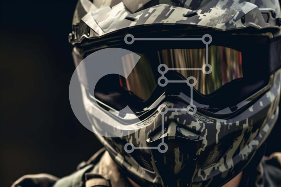 Intra Συλλεκτικό Ξύλινο Παζλ Plywood  4mm - Άνδρας με στρατιωτικό εξοπλισμό με κράνος παραλλαγής και γυαλιά Σε Ξύλινο Κουτί - Διαστάσεις Puzzle: 10x10 cm – 25 κομμάτια