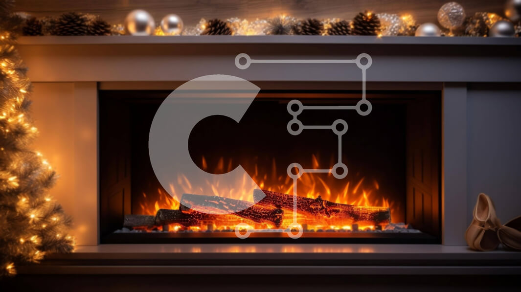 Intra Συλλεκτικό Ξύλινο Παζλ Plywood  4mm - Αναμμένο τζάκι με γιορτινά διακοσμητικά Σε Ξύλινο Κουτί - Διαστάσεις: 10x10 cm – 25 κομμάτια